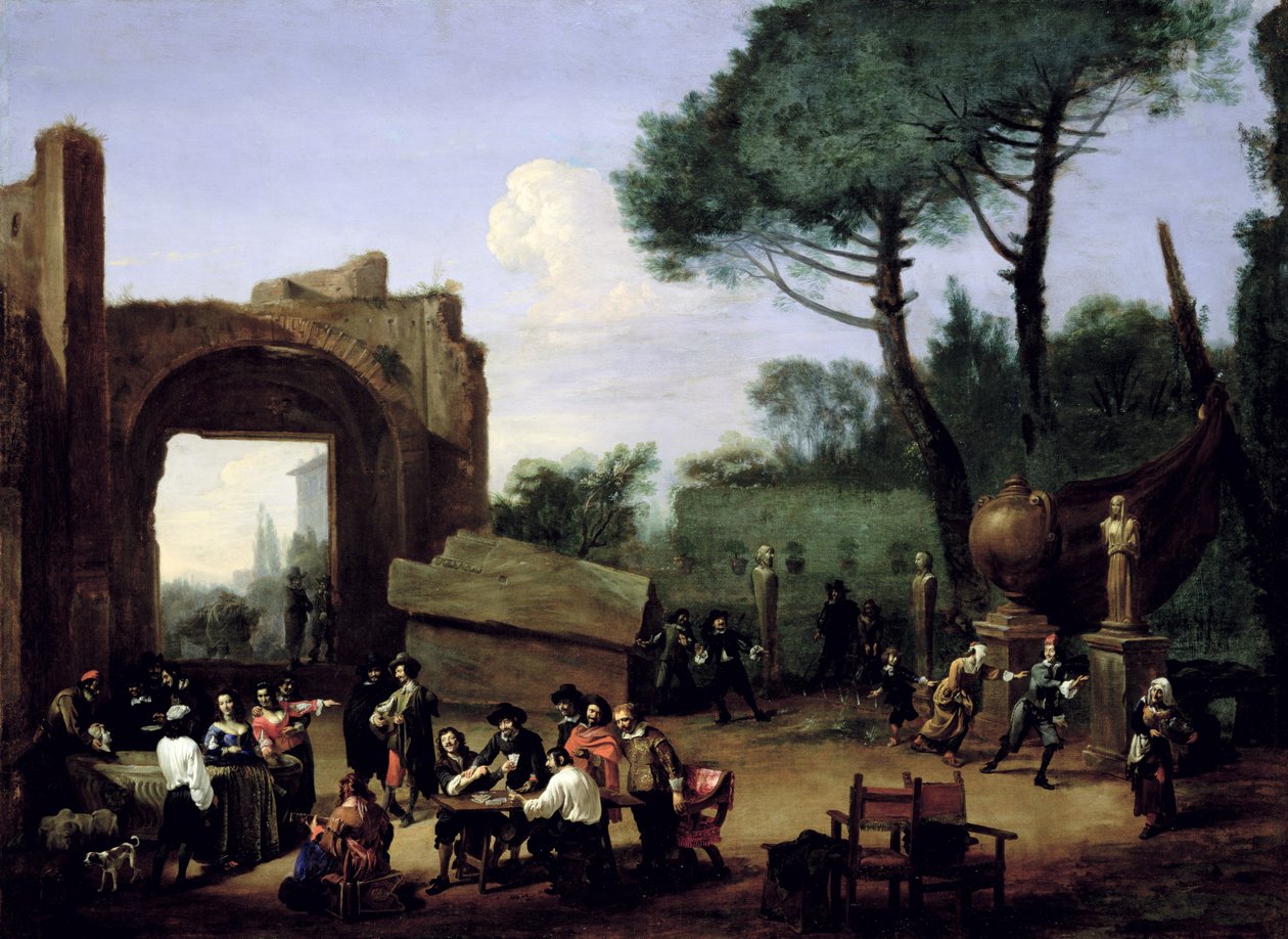 حفلة الحديقة مع الفنانين الرومان ، c.1640s بواسطة مايكل أنجلو سيركوزي