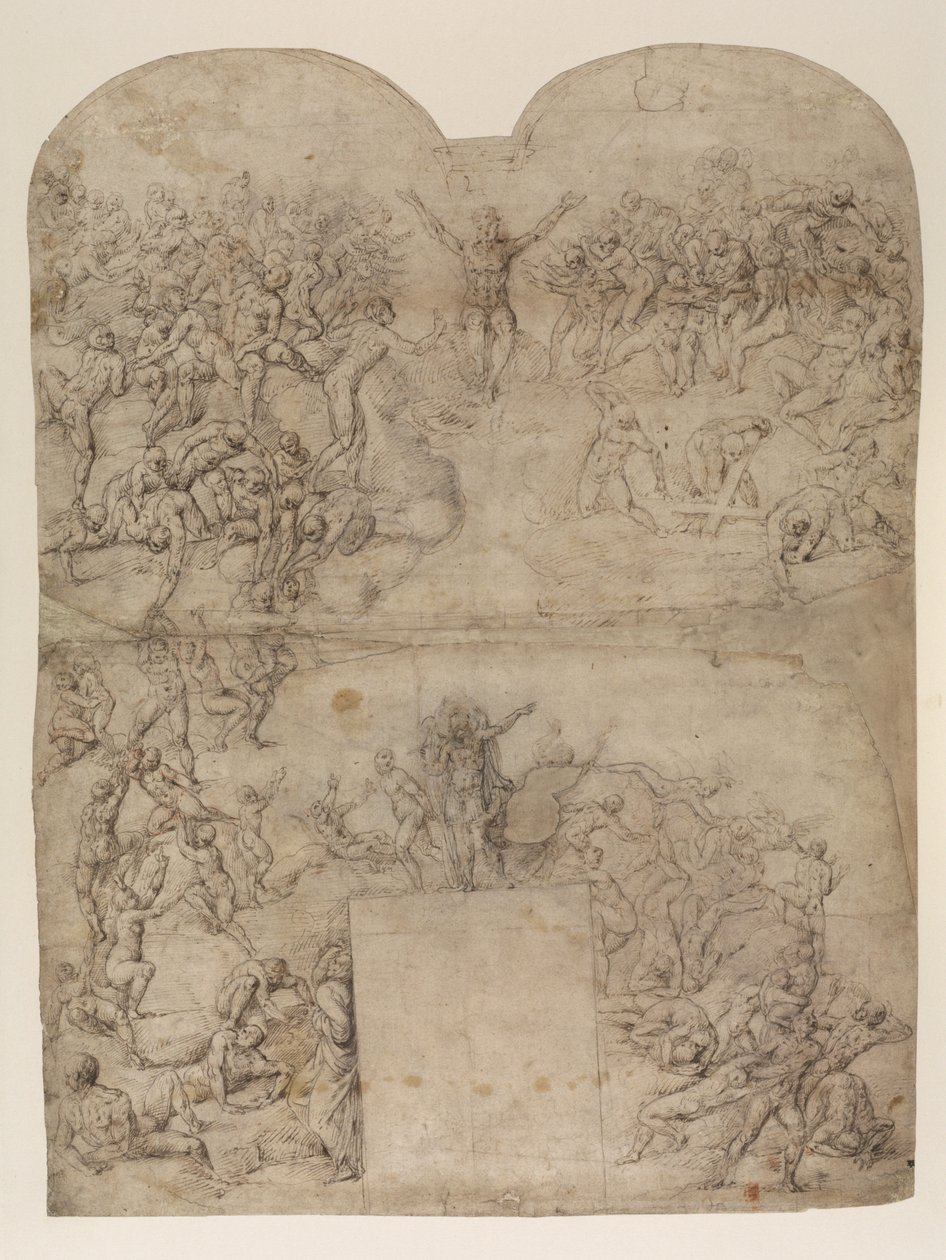الحكم الأخير بعد مايكل أنجلو (؟) (وجه) (قلم وحبر وطباشير على ورق) بواسطة مايكل أنجلو (بعد) بوناروتي