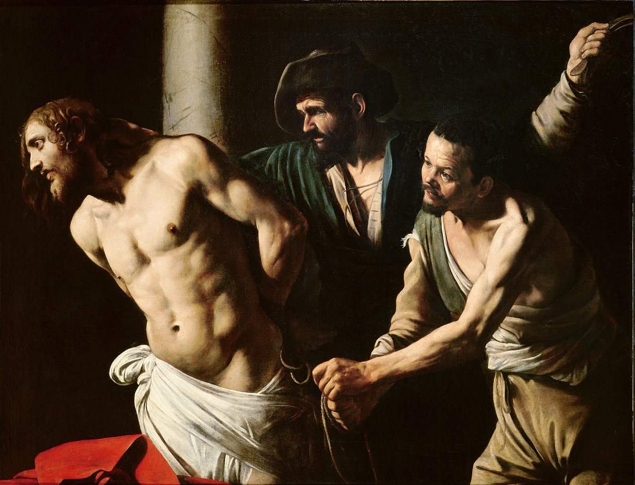 جلد المسيح حوالي 1605-7 (زيت على قماش) بواسطة مايكل أنجلو (Attr. To) Caravaggio