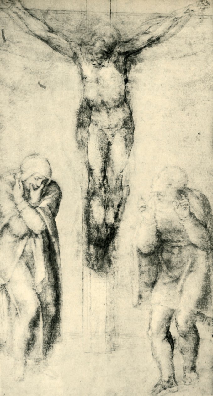 المسيح على الصليب بين العذراء والقديس يوحنا ، c1560-1564 ، 1943. بواسطة مايكل أنجلو بوناروتي