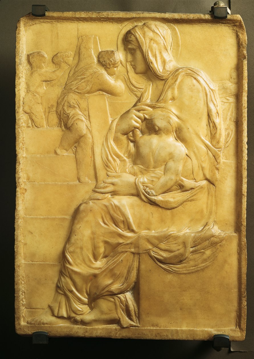 مادونا الدرج بواسطة مايكل أنجلو (1475-1564) بواسطة مايكل أنجلو بوناروتي
