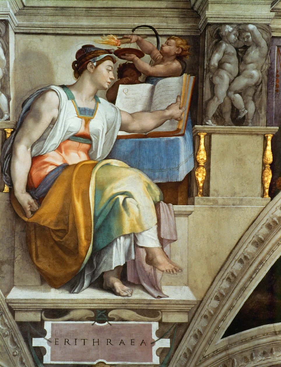 الأنبياء والعرافات: سقف كنيسة العرافة Erythraean Sibyl Sistine في الفاتيكان ، 1508-1512. بواسطة مايكل أنجلو بوناروتي
