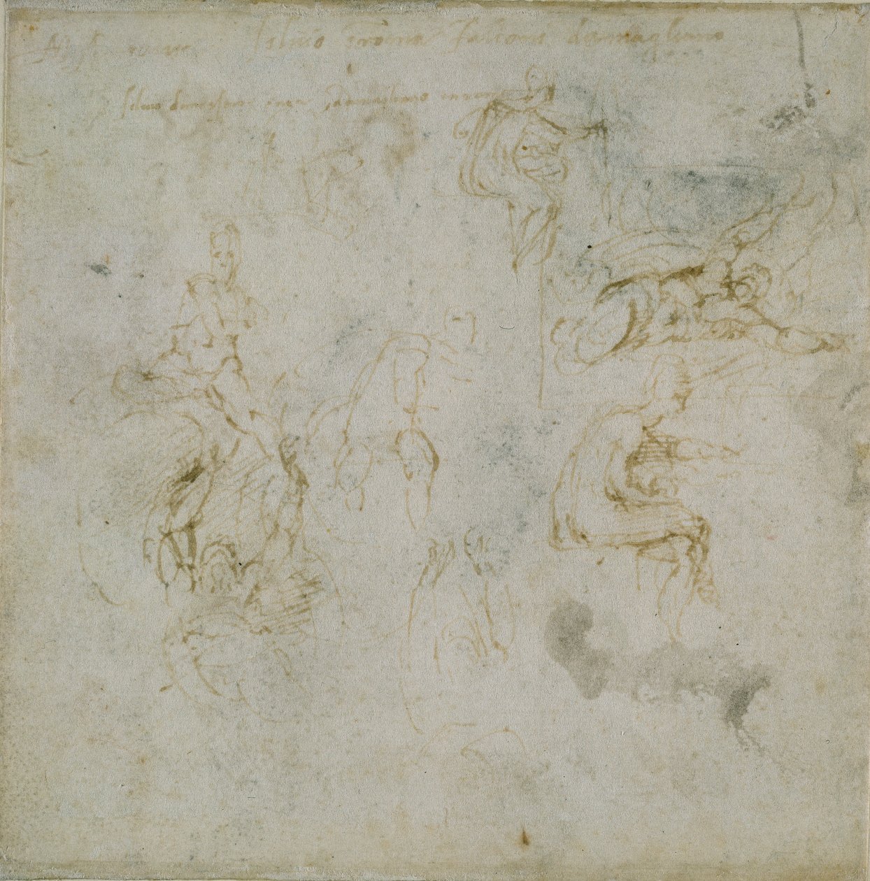 Recto: ثماني دراسات شخصية. نسخة أخرى: دراسة الشكل ، ج 1490-1560. بواسطة مايكل أنجلو بوناروتي