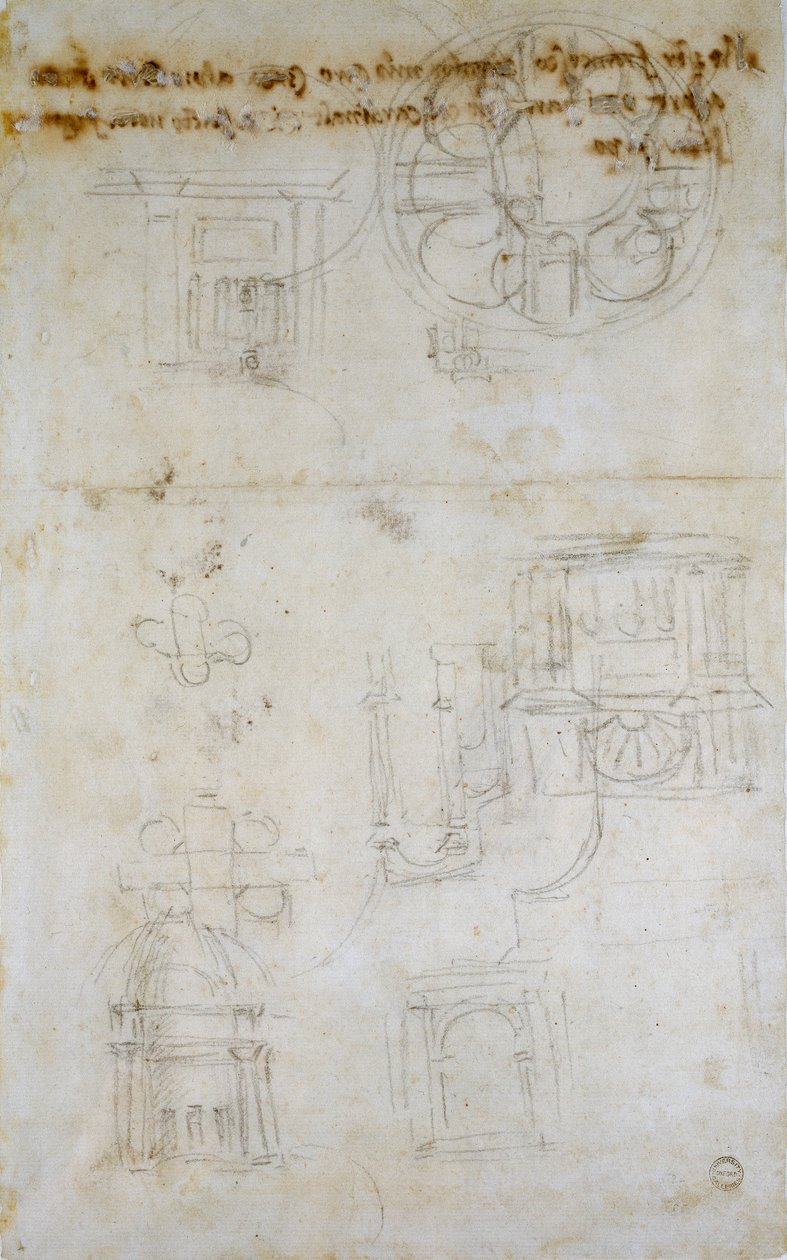 رسم تخطيطي يوضح دراسات القديس بطرس ، 1490-1560 بواسطة مايكل أنجلو بوناروتي