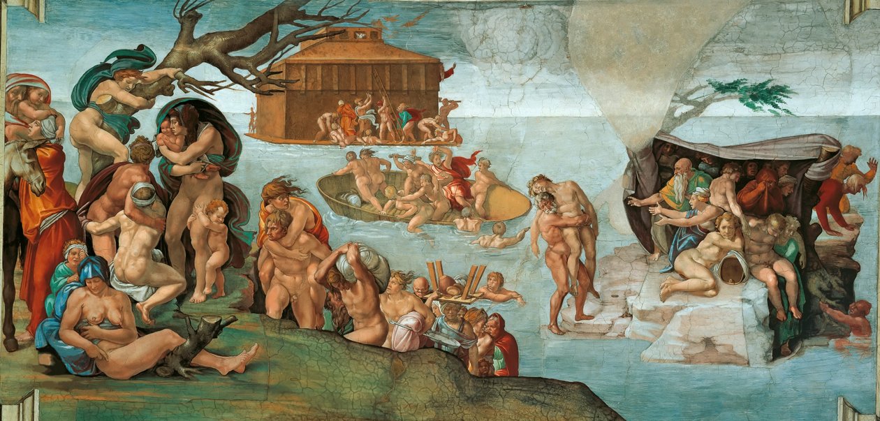 سقف كنيسة Deluge Sistine Chapel في الفاتيكان ، 1508-1512. بواسطة مايكل أنجلو بوناروتي