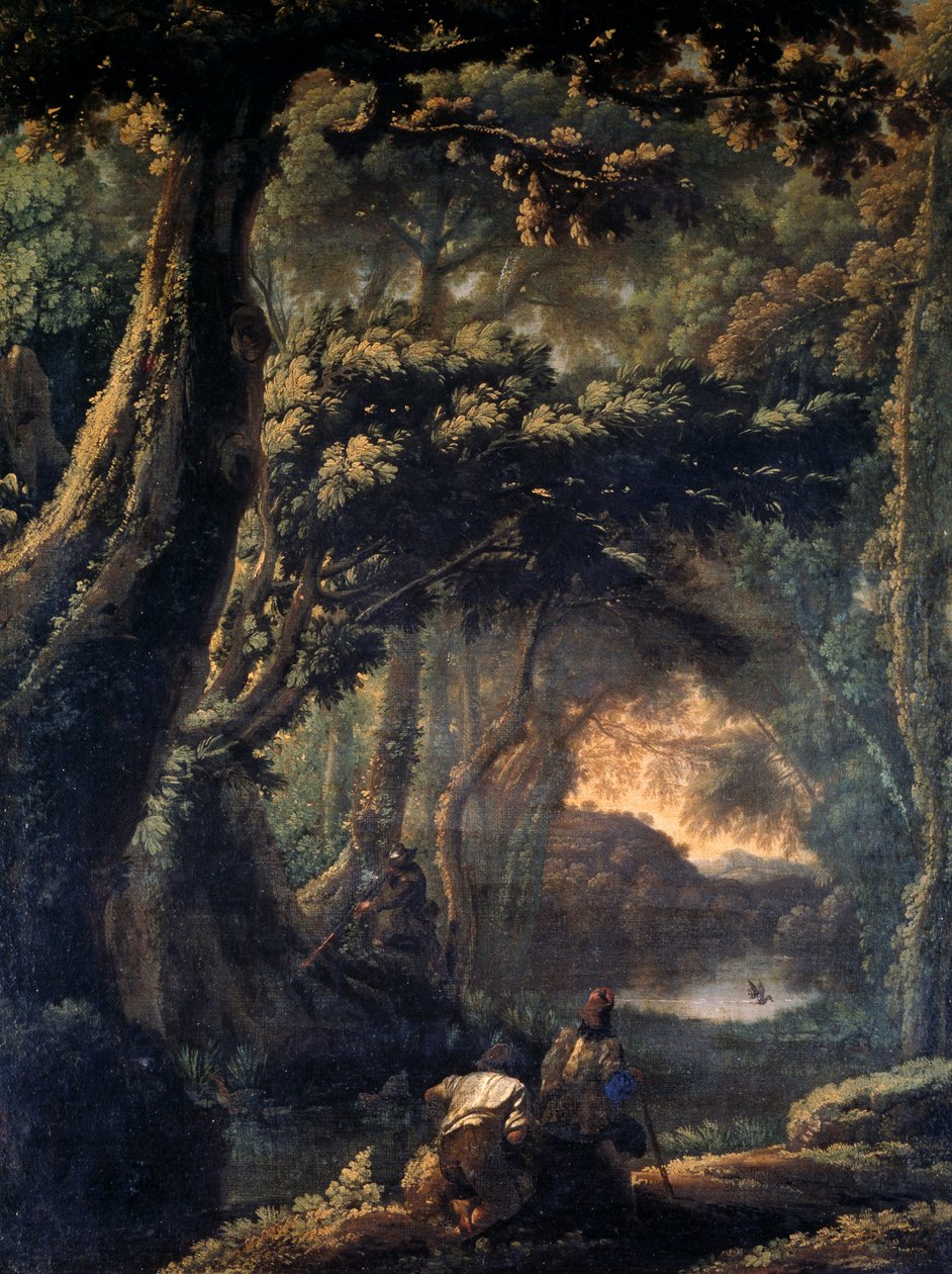 صيد الطائر ، لمايكل أنجلو سيركوزي المعروف باسم مايكل أنجلو ديلي باتاغلي (1602-1660) ، زيت على قماش ، 67 × 51 سم. بواسطة مايكل أنجلو سيركوزي