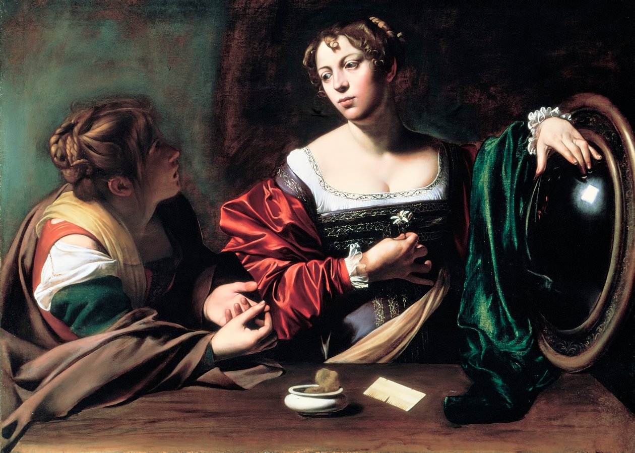 مارثا وماري المجدلية ، ج. 1598 بواسطة مايكل أنجلو ميريسي كارافاجيو
