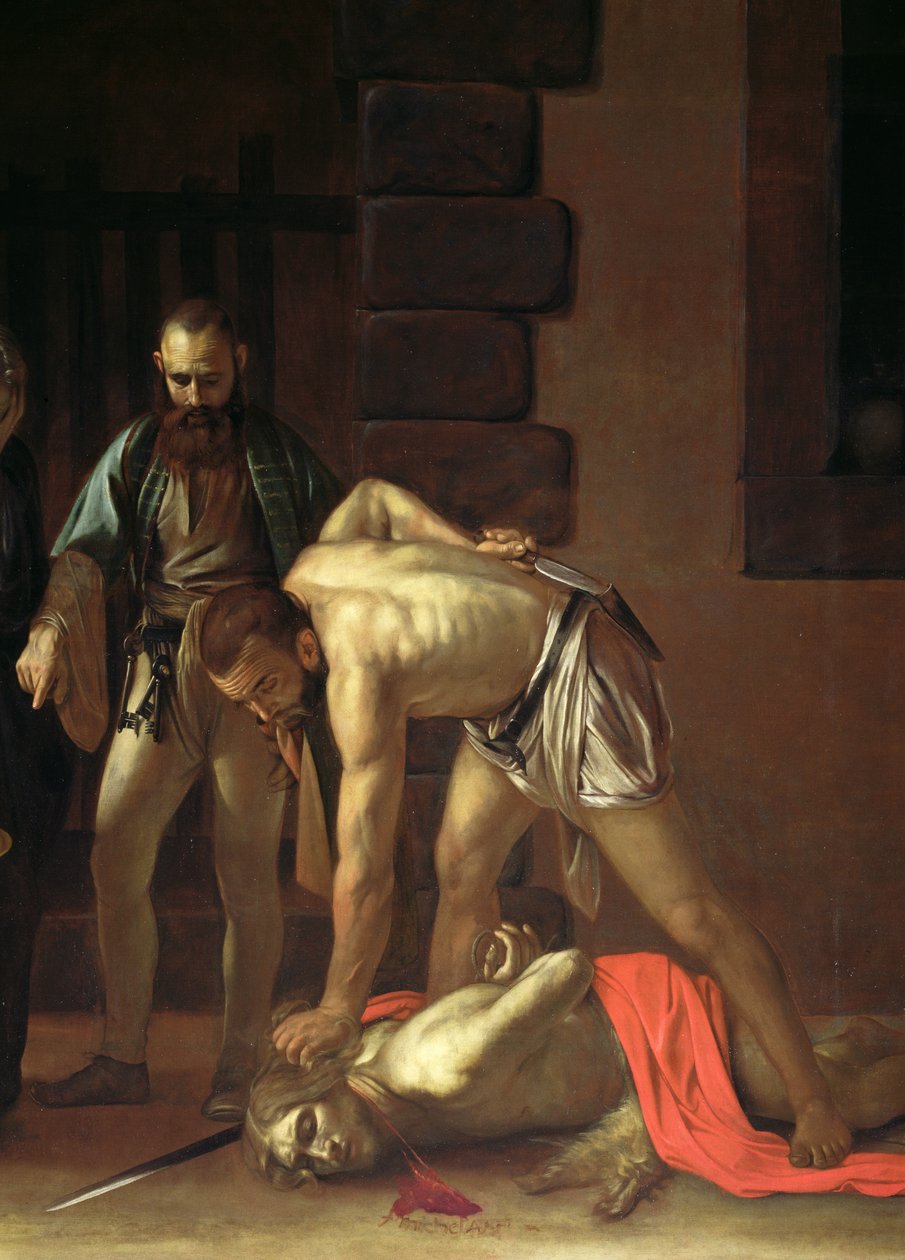 قطع رأس القديس يوحنا المعمدان 1608 زيت على قماش 127654 بواسطة مايكل أنجلو ميريسي كارافاجيو