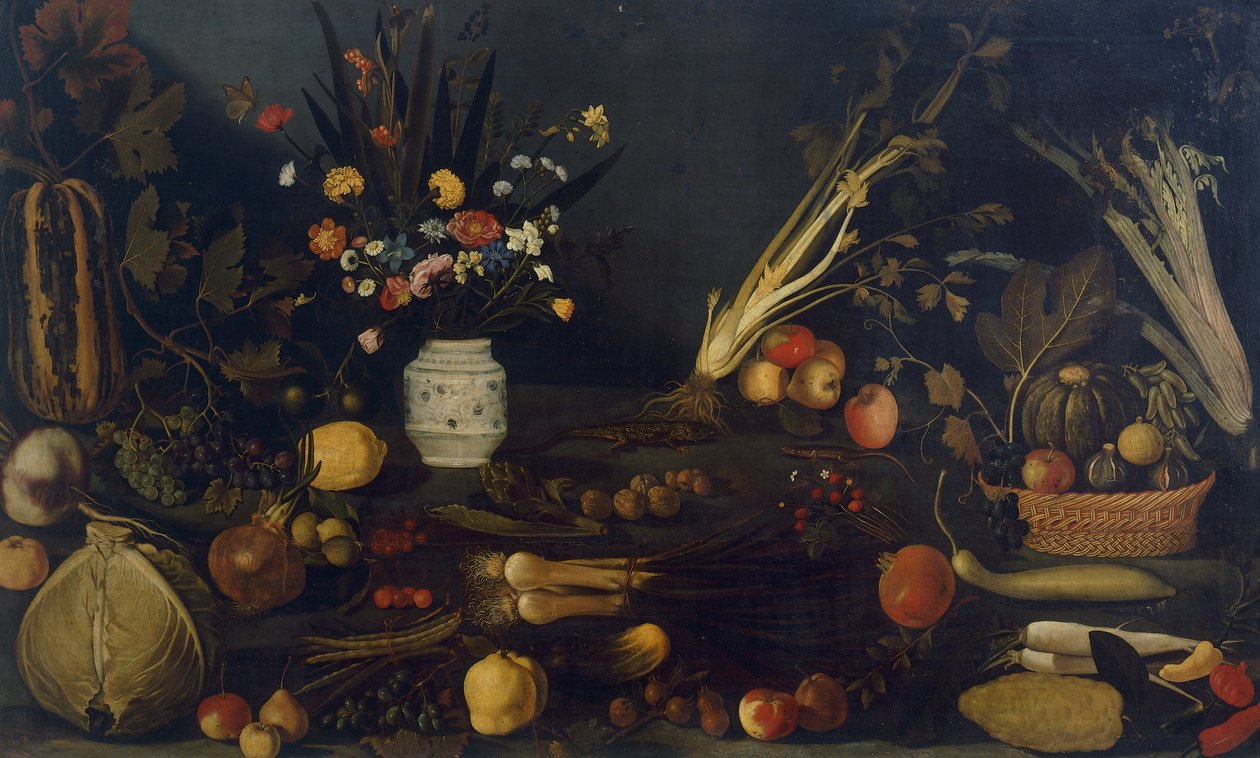 Still life of flowers and plants (oil on canvas) بواسطة مايكل أنجلو ميريسي دا كارافاجيو