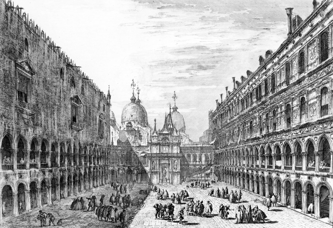 منظر لسان ماركو ، البندقية من فناء Palazzo Ducale ، 1741 بواسطة ميشيل ماريشي