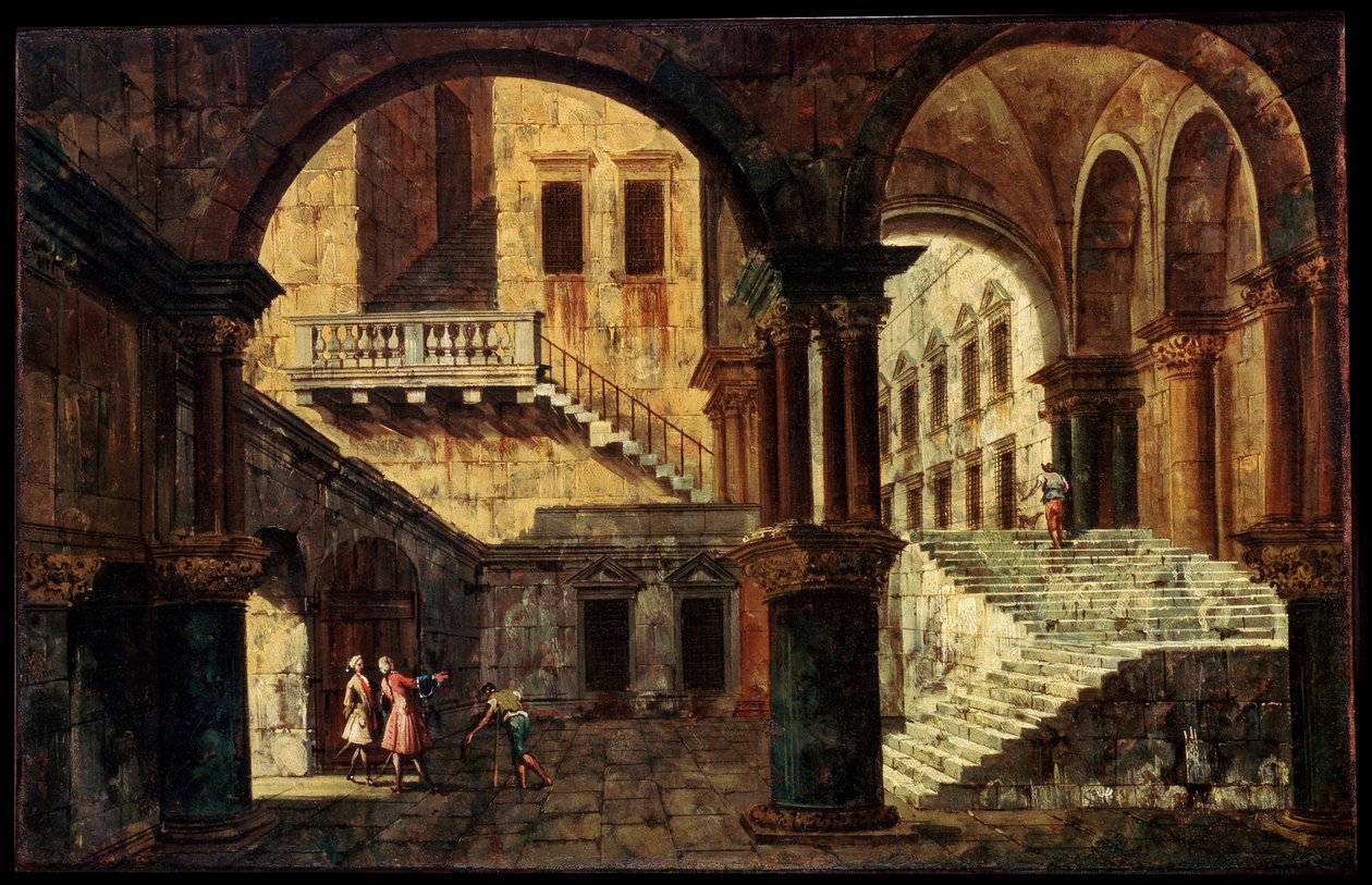 فناء مع درج ، 1730s بواسطة ميشيل ماريشي