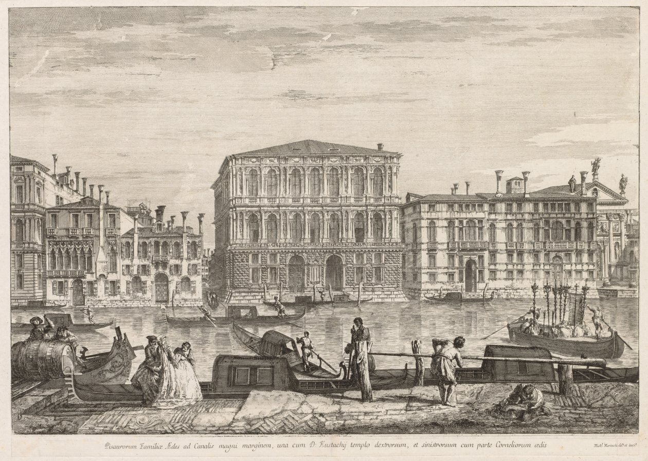 مناظر البندقية: Palazzo Pesaro ، 1741. بواسطة ميشيل ماريشي
