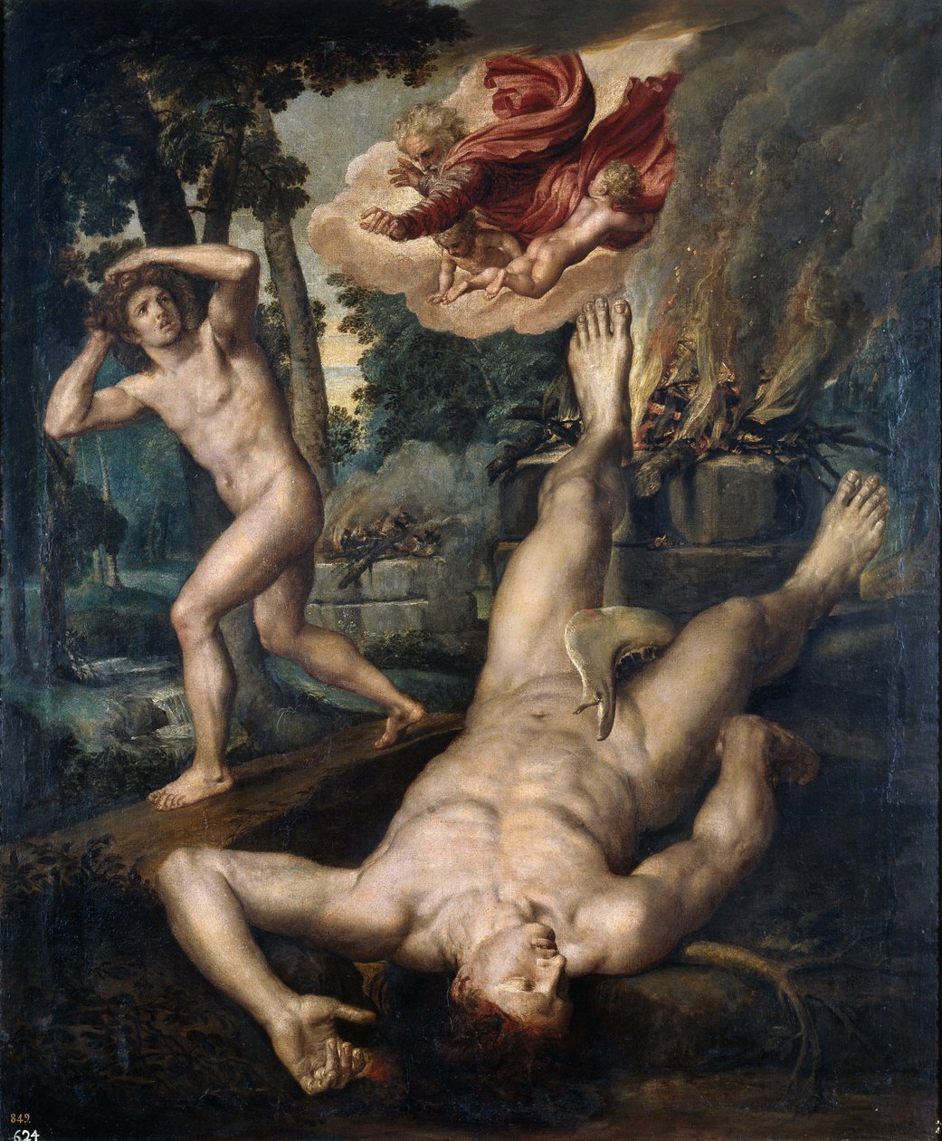 La mort de Abel - The Death of Abel - رسم ميشيل كوكسي (Coxie ، Coxien ، De Coxien ، De Coxcie ، Coxius ، Van Coxcie) (1499-1592) ، بعد 1539 - زيت على خشب بواسطة ميشيل الأول كوكسي أو كوكسي