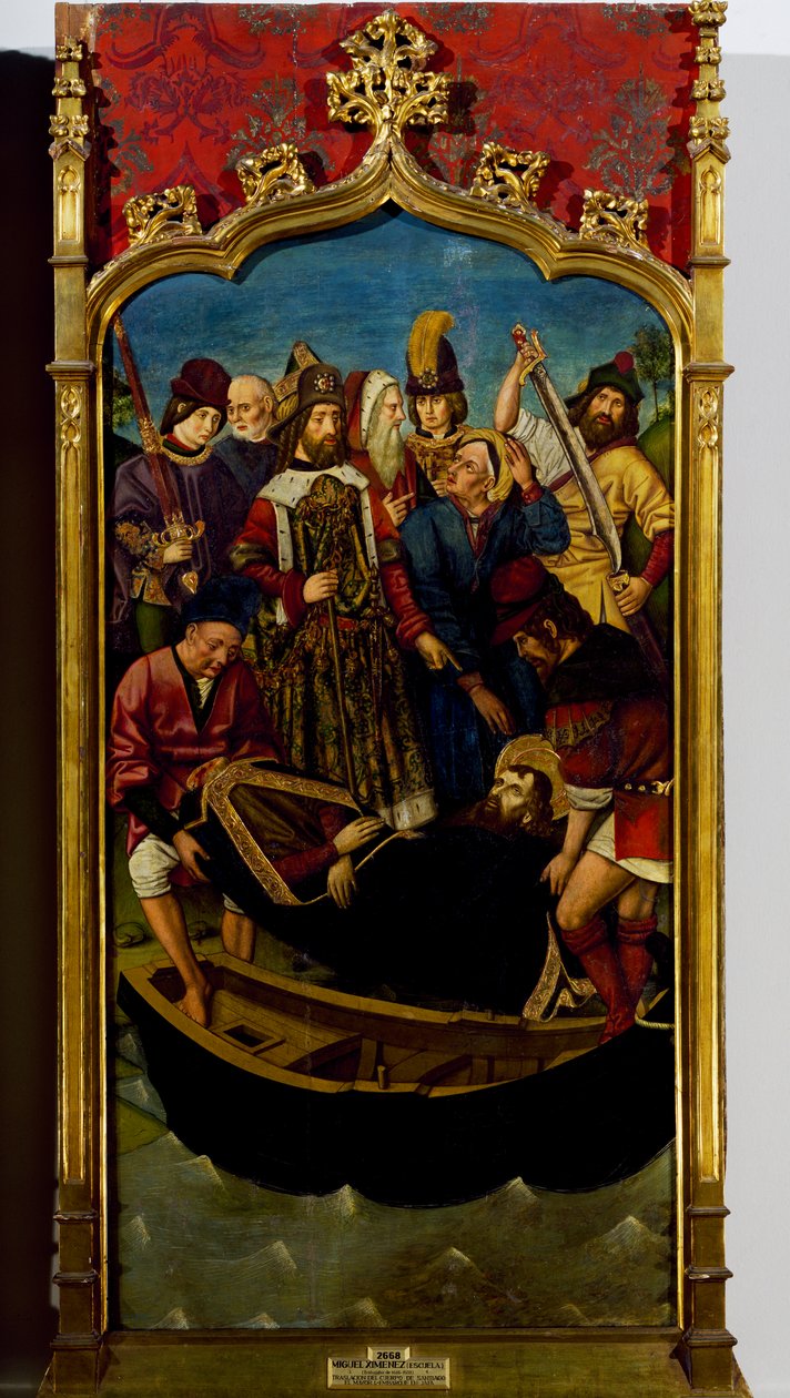 Body of St James being placed in boat in Jaffa بواسطة ميغيل (مدرسة) Ximenez