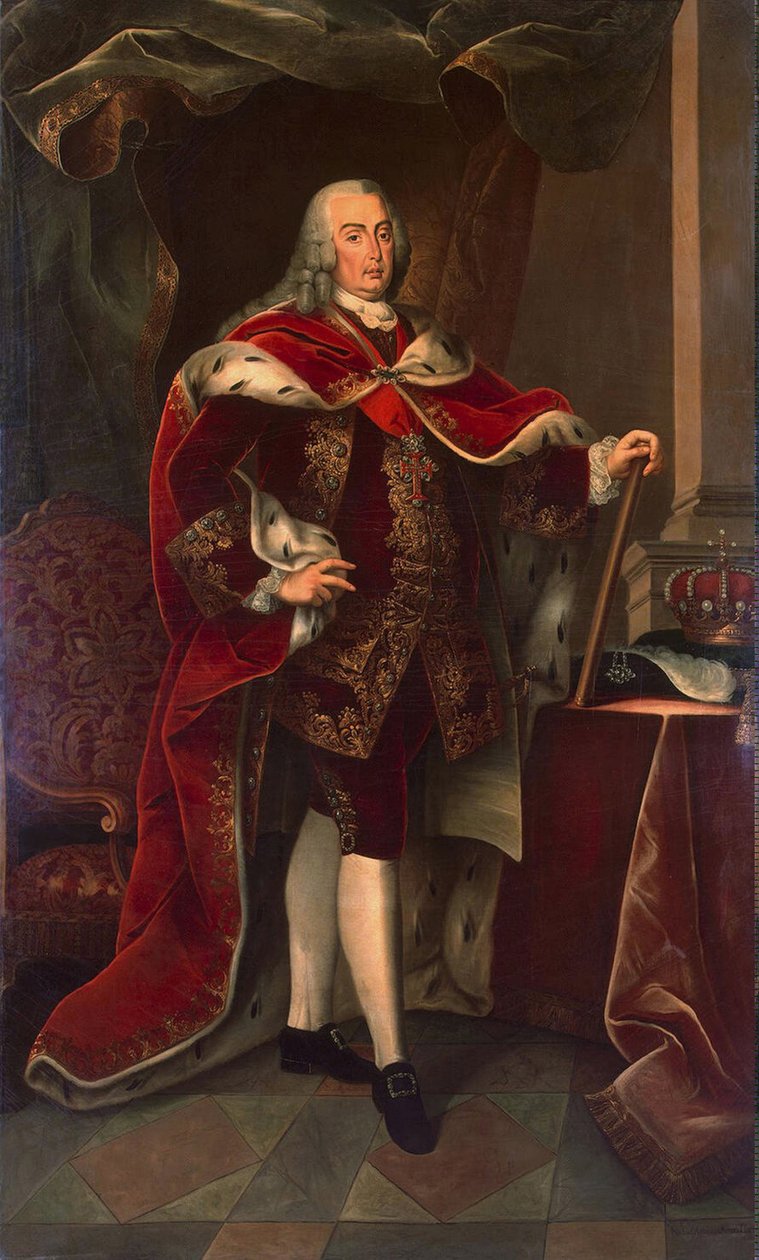 صورة جوزيف الأول ملك البرتغال ، المعروف باسم المصلح (1714-1777). لوحة لميغيل أنطونيو دو أمارال ، حوالي عام 1773. زيت على قماش. الحجم: 239x143 سم. متحف هيرميتاج سانت بطرسبرغ بواسطة ميغيل أنطونيو دو أمارال