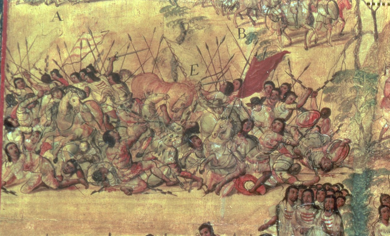 معركة مدينة شولولا بين الإسبان والهنود في أكتوبر 1519 بواسطة ميغيل جونزاليس