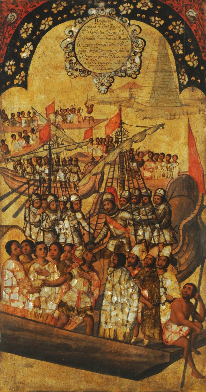غزو المكسيك ، اللوحة الثالثة والعشرون ، 1696-1715 (طلاء على الخشب) بواسطة ميغيل جونزاليس