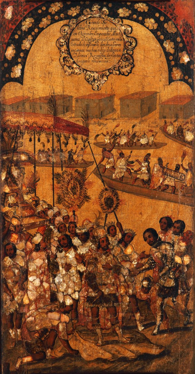 غزو المكسيك ، اللوحة X ، حوالي 1696-1715 (طلاء على الخشب) بواسطة ميغيل جونزاليس