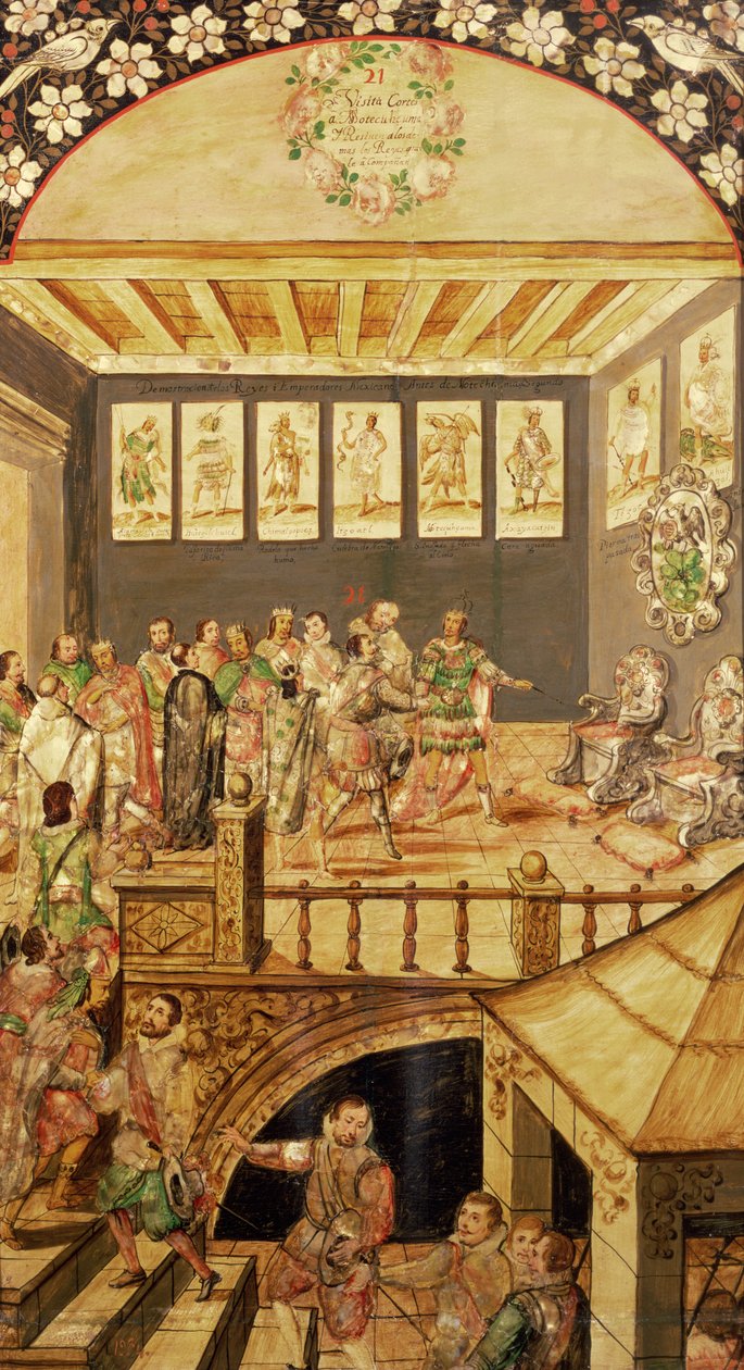 غزو المكسيك: زيارة هيرناندو كورتيس (1485-1547) إلى مونتيزوما (1466-1520) في 1520 ، 1698 بواسطة ميغيل وخوان جونزاليس
