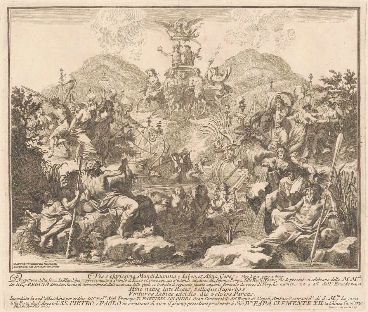 The Seconda Macchina للصين عام 1738: انتصار باخوس وسيريس بواسطة ميغيل دي سوريلو ، بعد كارل ماركوس توشر