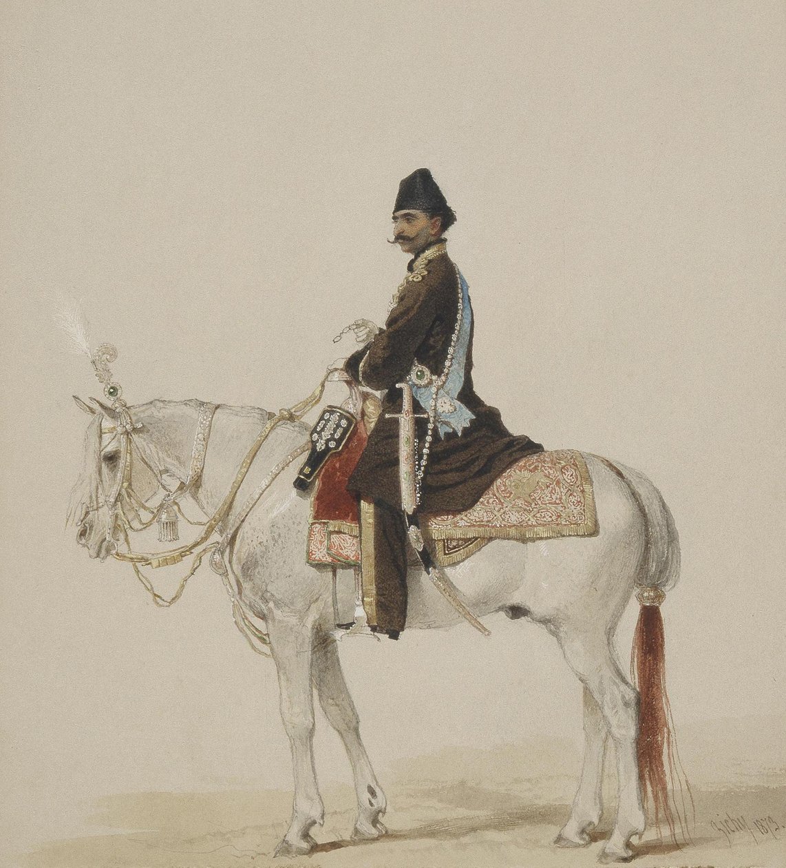 صورة الفروسية ناصر الدين شاه قاجار 1831-1896 ، 1873 بواسطة Mihaly بواسطة Zichy