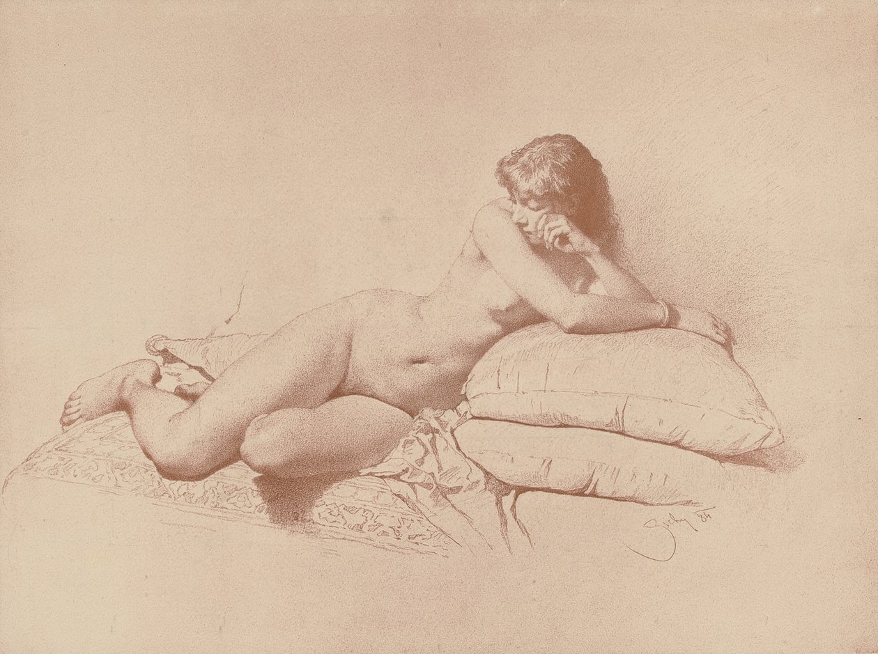 دراسة الأنثى المستلقية ، 1885 بواسطة Mihaly بواسطة Zichy