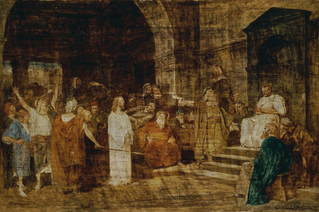 المسيح أمام بيلاطس بواسطة Mihály von Munkácsy