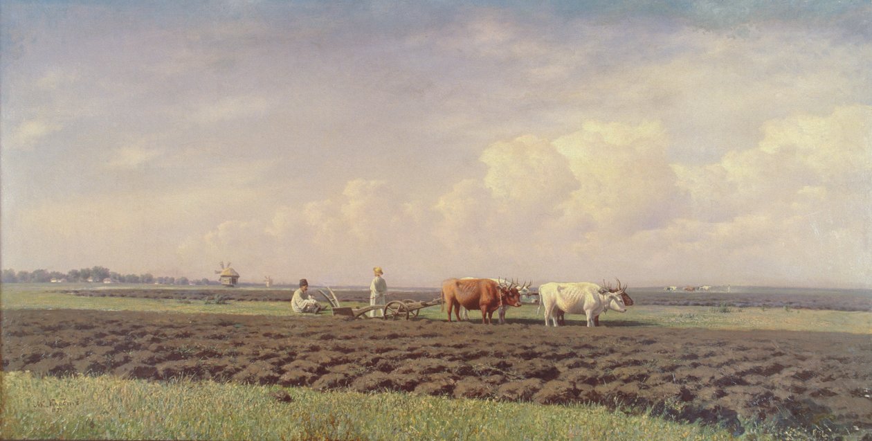 Ploughmen في أوكرانيا ، 1879 بواسطة ميخائيل كونستانتينوفيتش كلودت من يورجنسبرغ