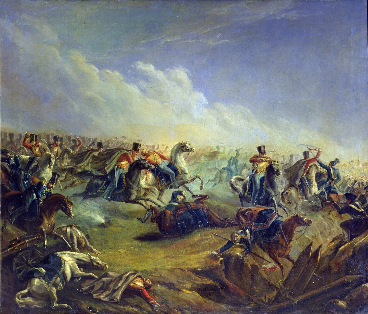 هجوم فرسان الحرس بالقرب من وارسو في 26 أغسطس 1831 ، 1837 بواسطة ميخائيل يوريفيتش ليرمونتوف