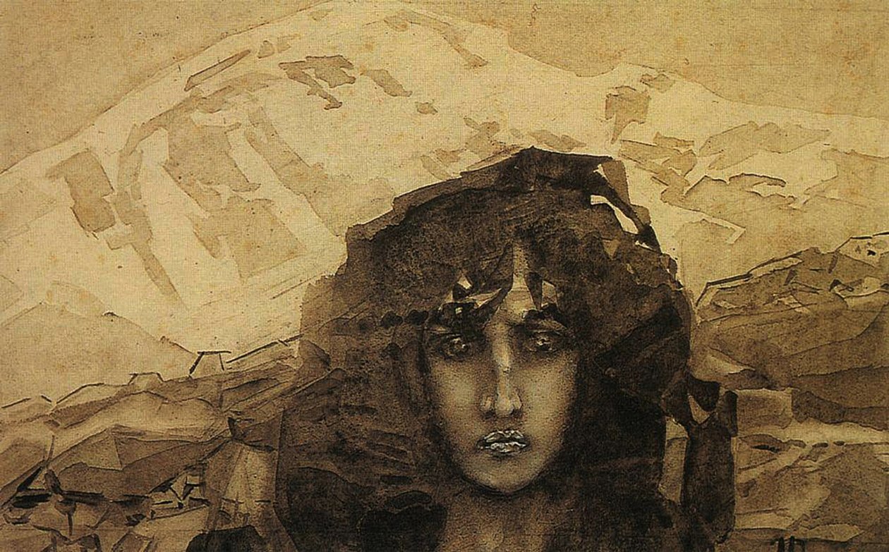 رأس شيطان ، 1890 (مرحاض على كاربوارد) بواسطة ميخائيل الكساندروفيتش فروبل