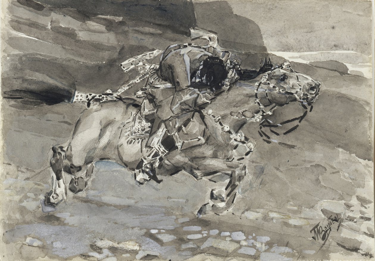 فارس. رسم توضيحي لقصيدة الشيطان بواسطة ميخائيل ليرمونتوف ، 1890-1891 بواسطة ميخائيل الكساندروفيتش فروبل
