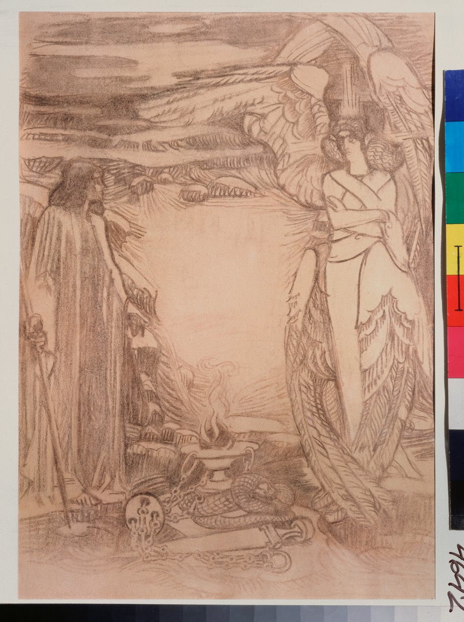 رسم توضيحي pour le poeme Prophete de Alexandre Pouchkine (1799-1837) (رسم توضيحي لقصيدة النبي بواسطة بوشكين) - رسم ميخائيل ألكساندروفيتش فروبل (فروبيل) (1856-1910) ، متفائل على الورق بواسطة ميخائيل الكساندروفيتش فروبل