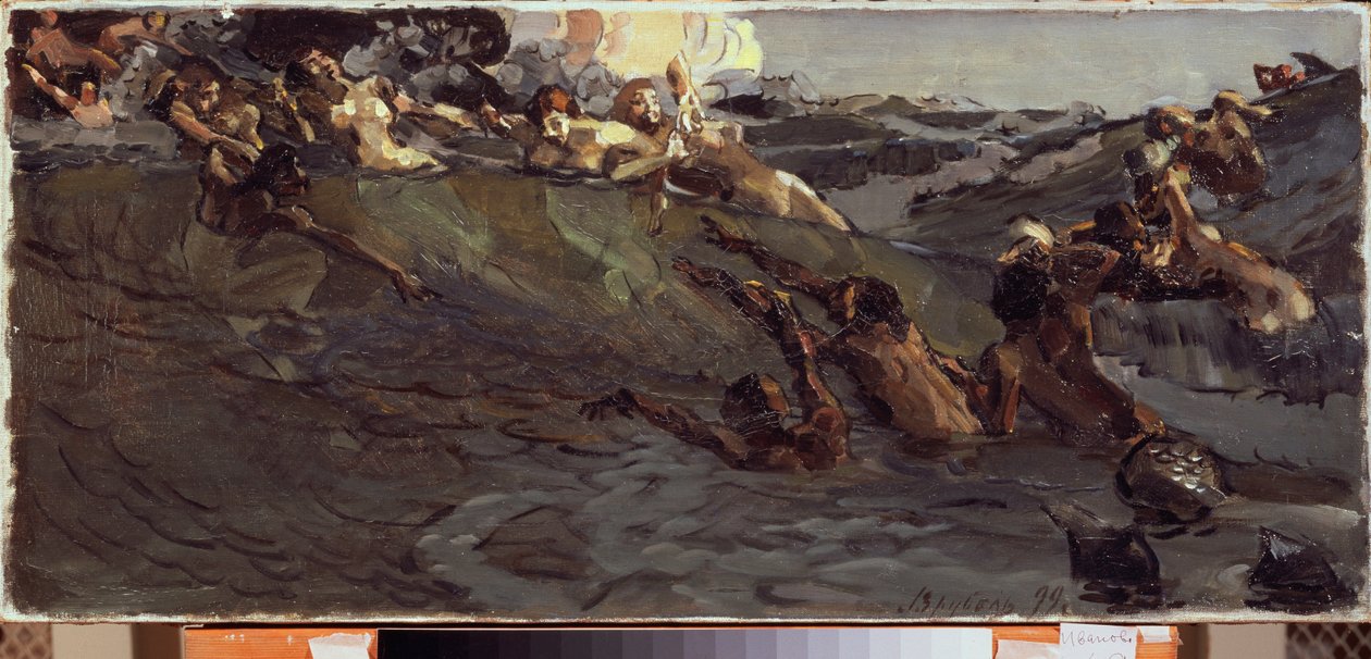 لعب Naiads و Tritons - رسم ميخائيل ألكساندروفيتش فروبل (فروبيل) (1856-1910) ، زيت على قماش بواسطة ميخائيل الكساندروفيتش فروبل