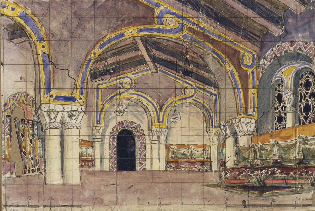 تصميم المسرح للأوبرا العروس القيصر من قبل N.Rimsky-Korsakov ، 1899 بواسطة ميخائيل الكساندروفيتش فروبل