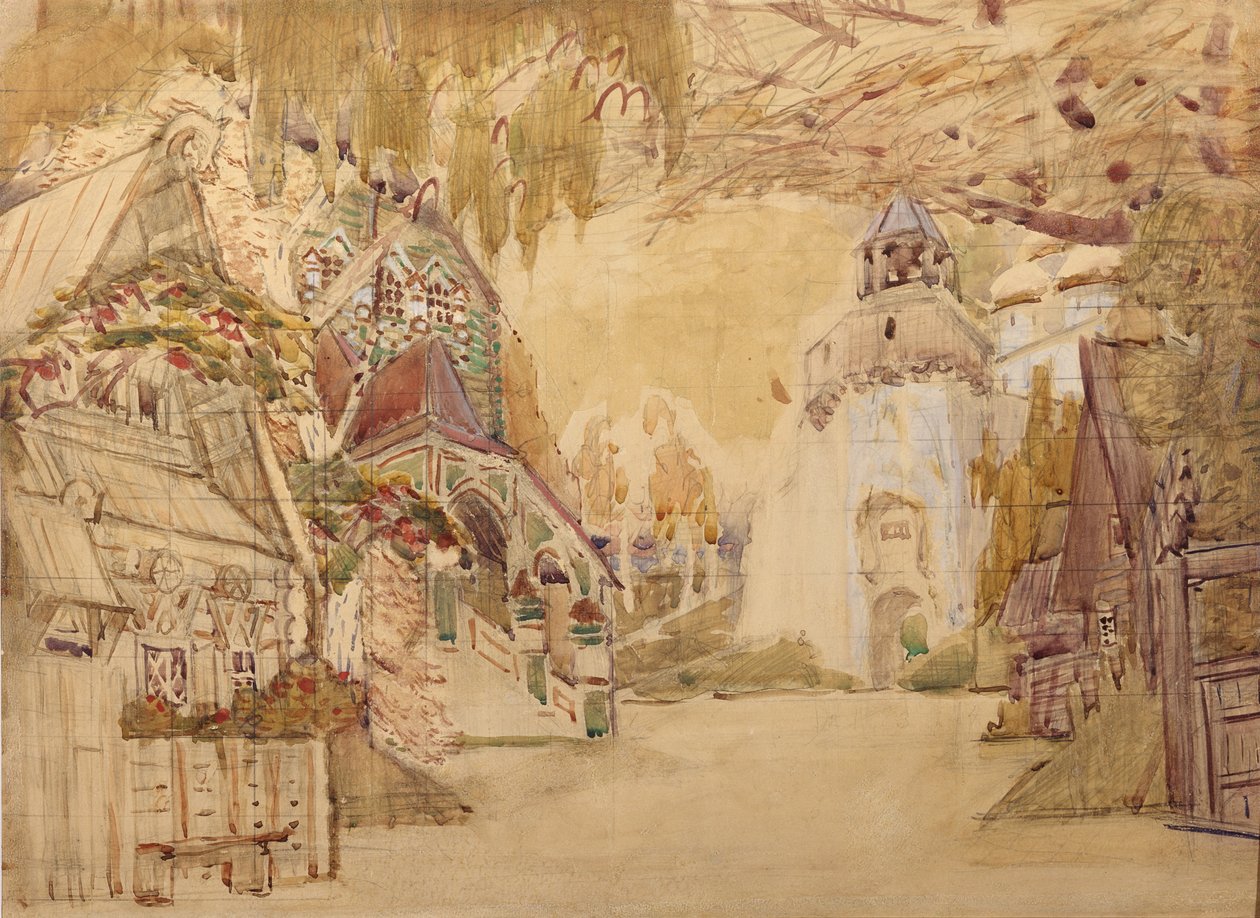 تصميم المسرح للأوبرا العروس القيصر من قبل N.Rimsky-Korsakov ، 1899 بواسطة ميخائيل الكساندروفيتش فروبل
