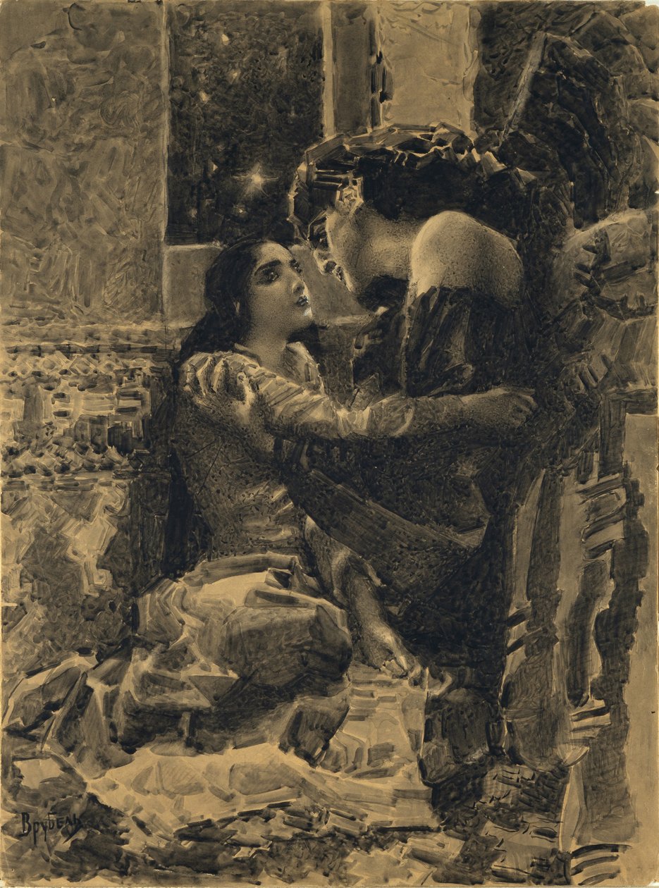 تمارا وشيطان. رسم توضيحي لقصيدة الشيطان بواسطة ميخائيل ليرمونتوف ، 1890-1891 بواسطة ميخائيل الكساندروفيتش فروبل