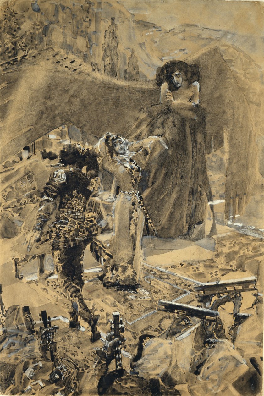 رقص تماراس. رسم توضيحي لقصيدة الشيطان بواسطة ميخائيل ليرمونتوف ، 1890-1891 بواسطة ميخائيل الكساندروفيتش فروبل