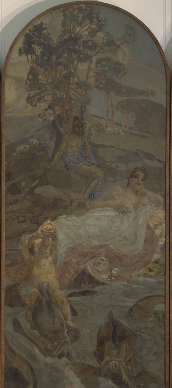 فينوس ، أمور وباريس تريبتش حكم باريس ، الجزء المركزي ، 1893 بواسطة ميخائيل الكساندروفيتش فروبل