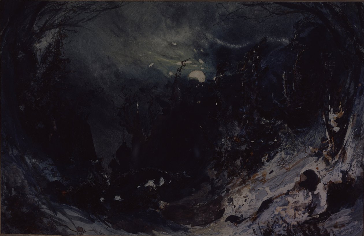 تصميم المسرح لأوبرا The Power of the Fiend لـ A. Serov ، 1871 بواسطة ميخائيل إيليتش بوشاروف