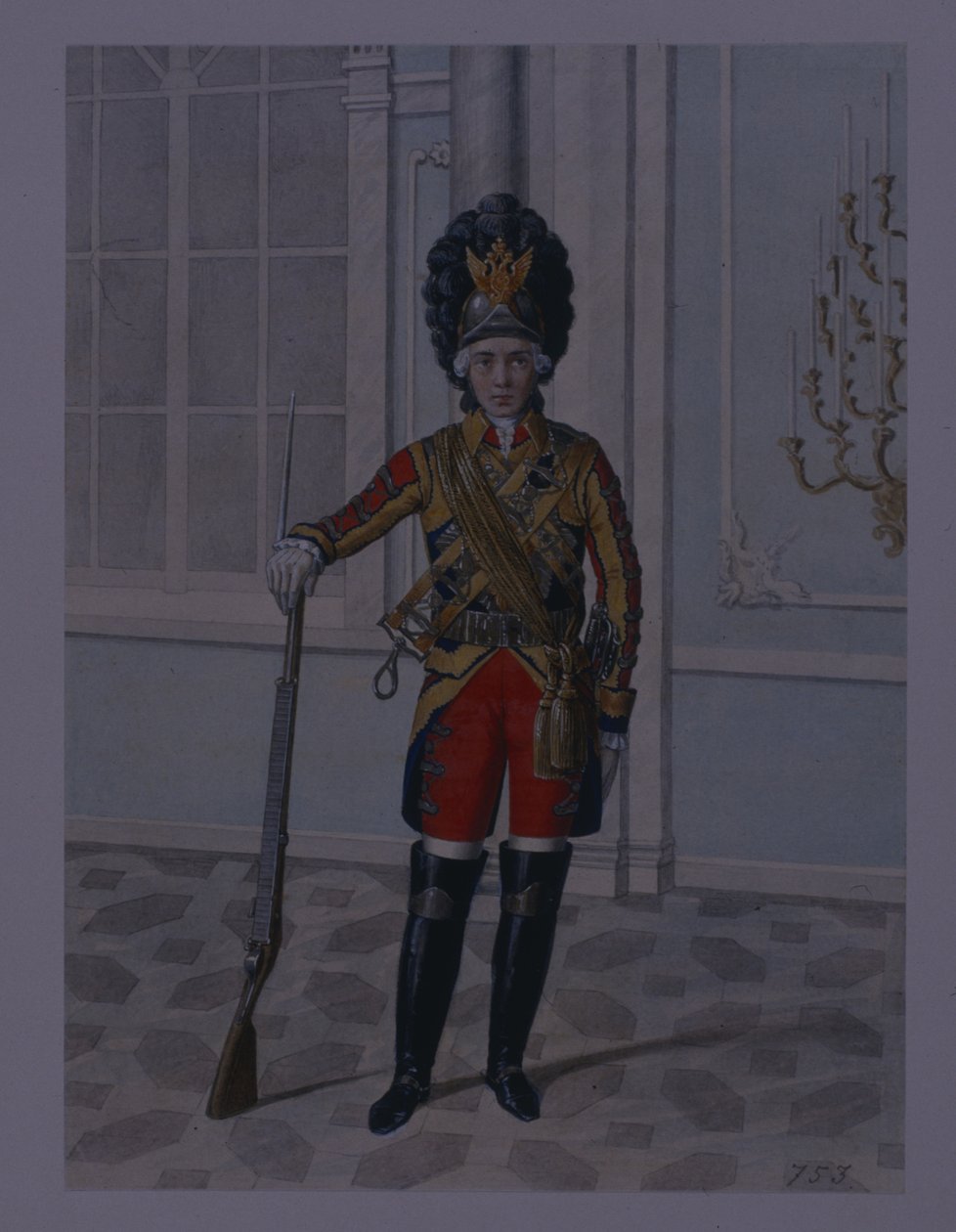 ضابط في فرقة فرسان حراس الحياة في 1764-1796 ، أوائل أربعينيات القرن التاسع عشر بواسطة ميخائيل إيفانوفيتش تيريبينيف