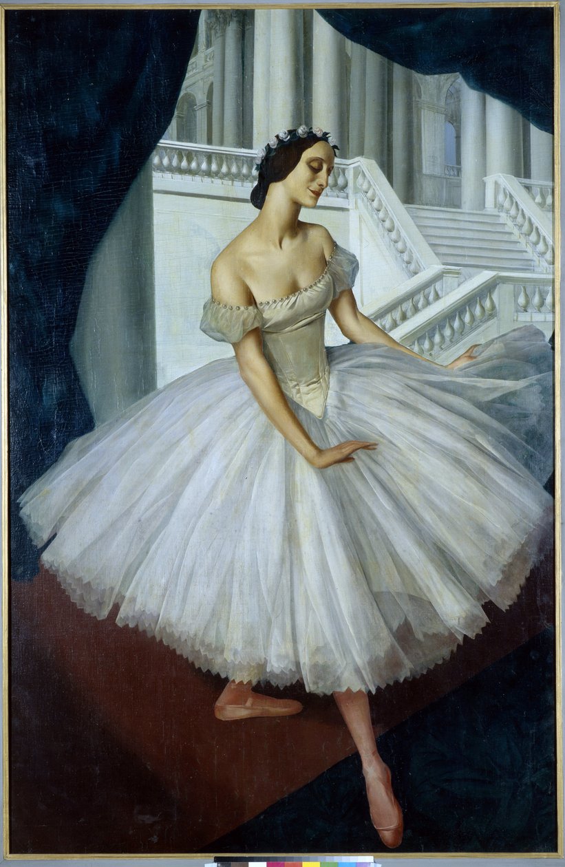 صورة لراقصة الباليه آنا بافلوفا (1881-1931) (راقصة الباليه آنا بافلوفا) - رسم ألكسندر إفغوينيفيتش جاكوفيف (ألكسندر يفجينيفيتش ياكوفليف أو إياكوفليف) (1887-1938) ، زيت على قماش (190 × 121.5 سم) بواسطة ميخائيل نيكولايفيتش ياكوفليف