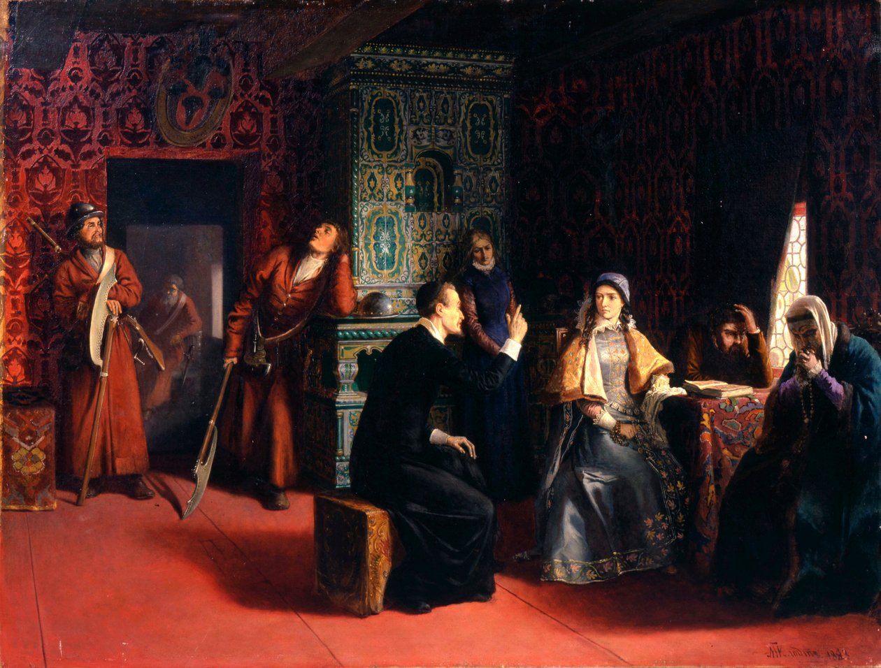 مارينا Mniszech مع والدها قيد الاعتقال ، 1883. بواسطة ميخائيل بتروفيتش كلودت