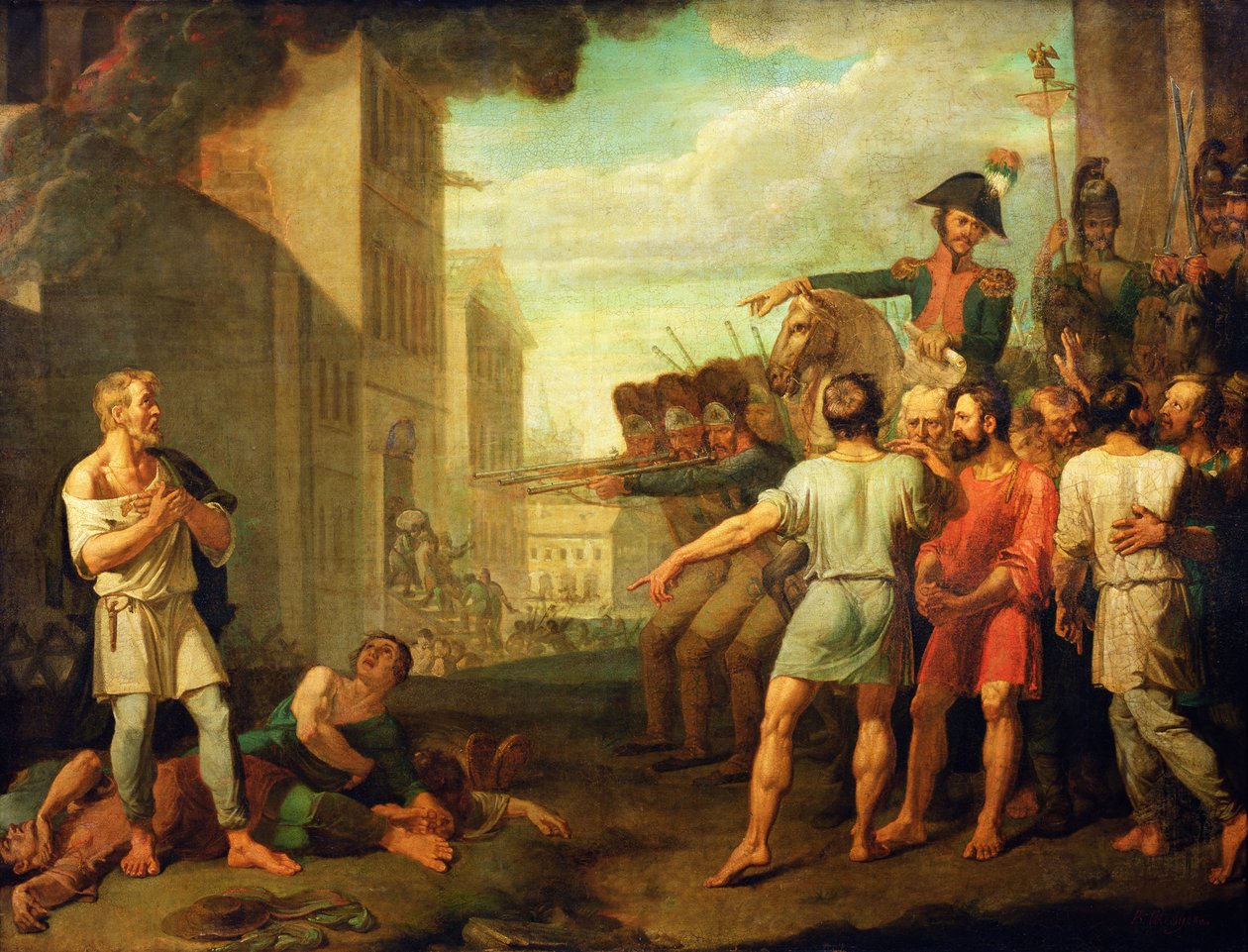 قام الجنود الفرنسيون بإعدام الروس عام 1812 بواسطة ميخائيل تيخونوف
