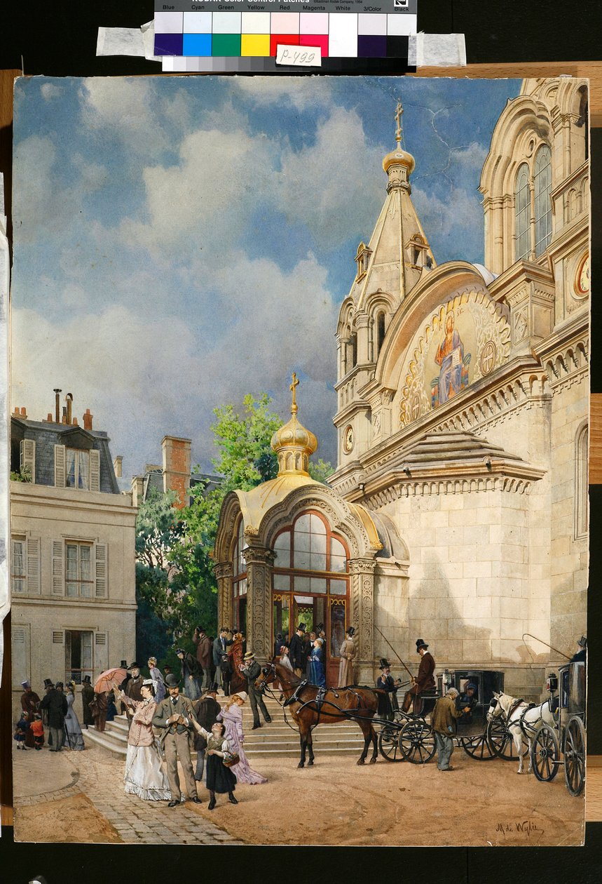 الناس يغادرون الكنيسة الأرثوذكسية - عمل فني لميخائيل ياكوفليفيتش فيلي (1838-1910) بواسطة ميخائيل ياكوفليفيتش فيلي