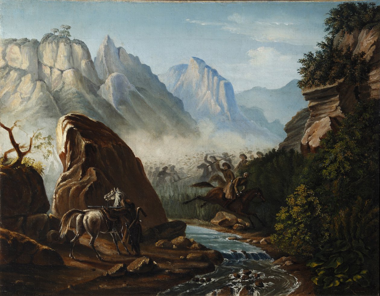 معركة نارية في جبال داغستان ، 1840-1841 بواسطة ميخائيل يوريفيتش ليرمونتوف