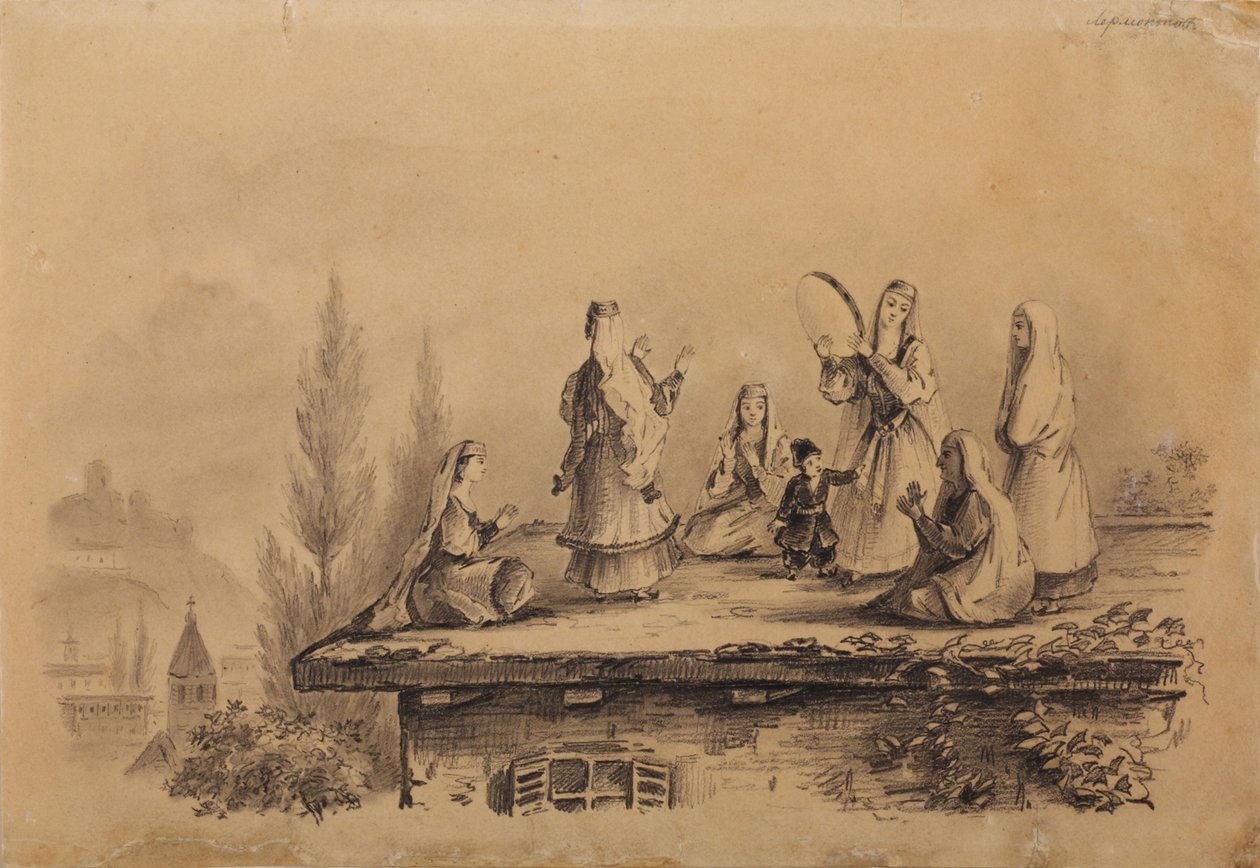 النساء الجورجيات على السطح Lezghinka ، 1837 بواسطة ميخائيل يوريفيتش ليرمونتوف