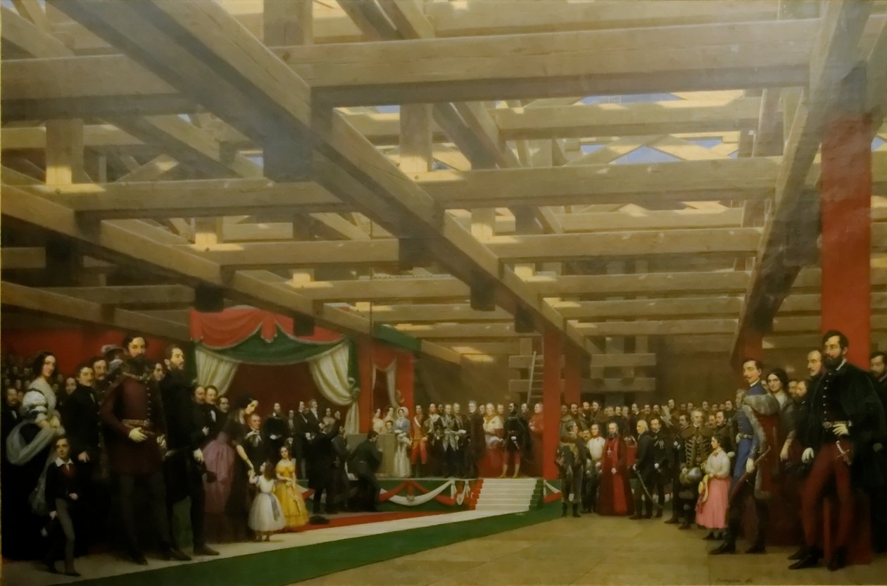 وضع حجر الأساس لجسر السلسلة عام 1842. بواسطة ميكلوس باراباس