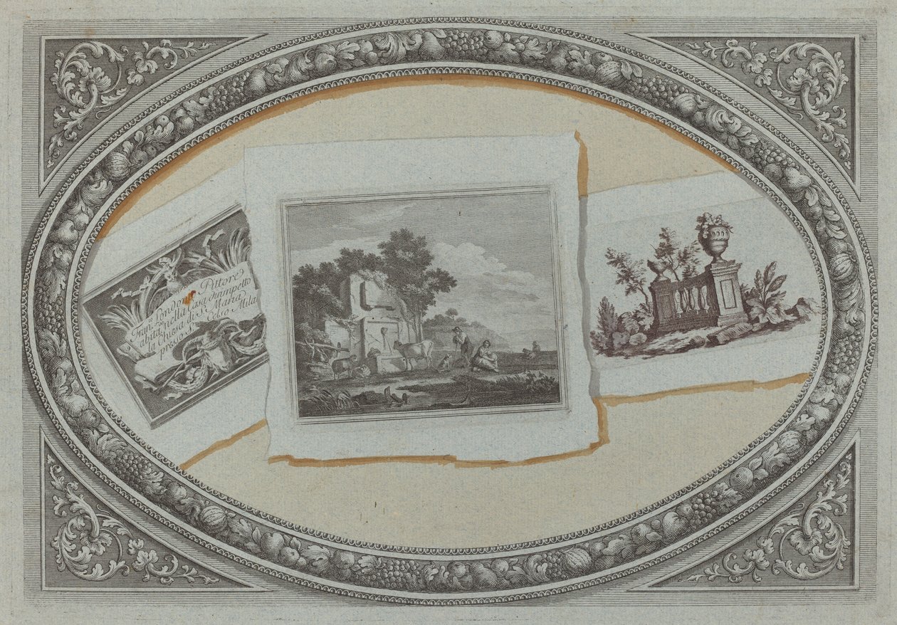 Trompe l'Oeil: يطبع ببطاقة اتصال Londonio ، باستخدام النحاس الأصلي بواسطة ميلانو القرن الثامن عشر ، فرانشيسكو لندنيو ، وبينينو بوسي