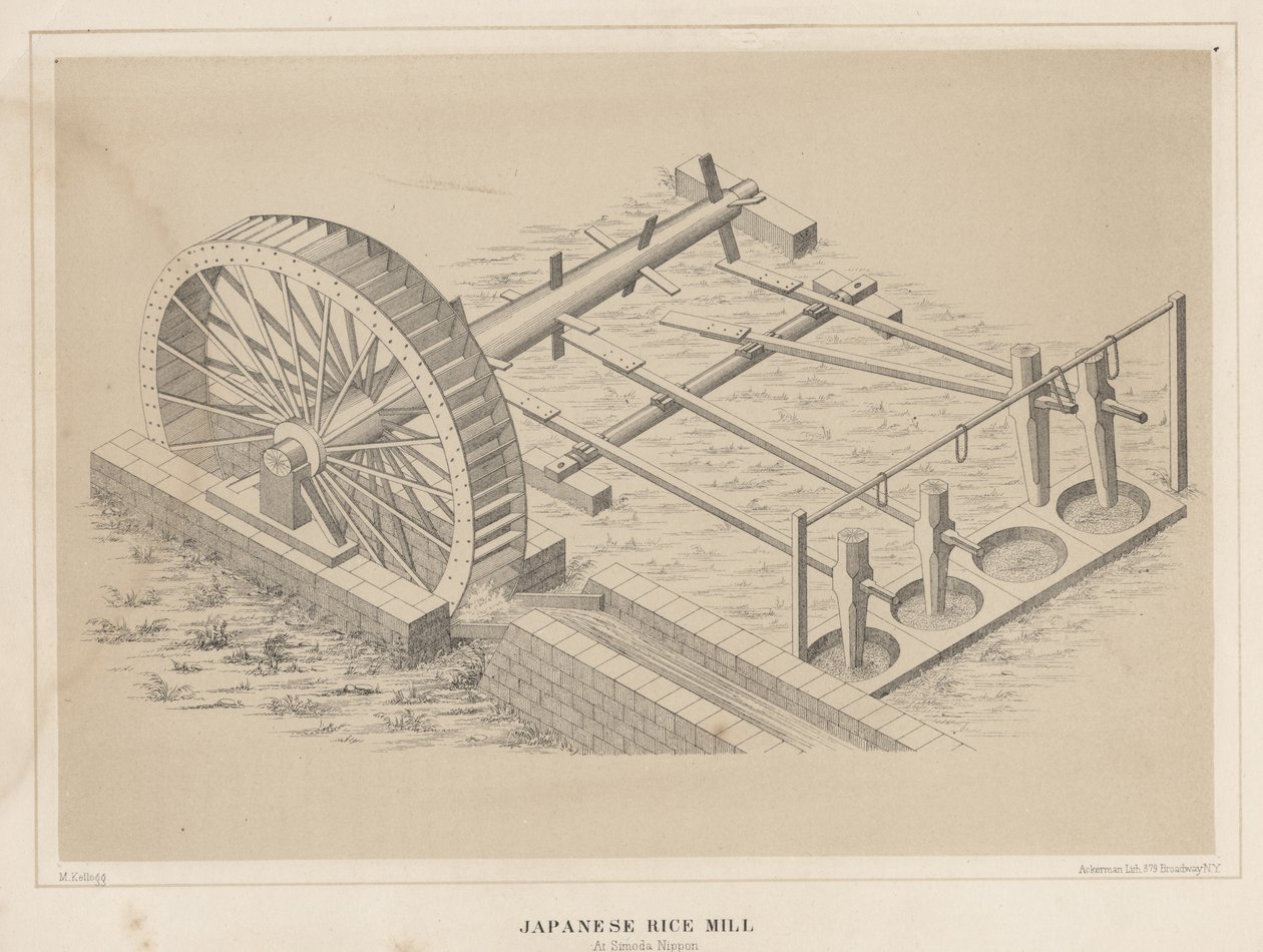 مطحنة الأرز اليابانية في Simoda Nippon ، 1855 بواسطة عامل منجم كيلبورن كيلوج