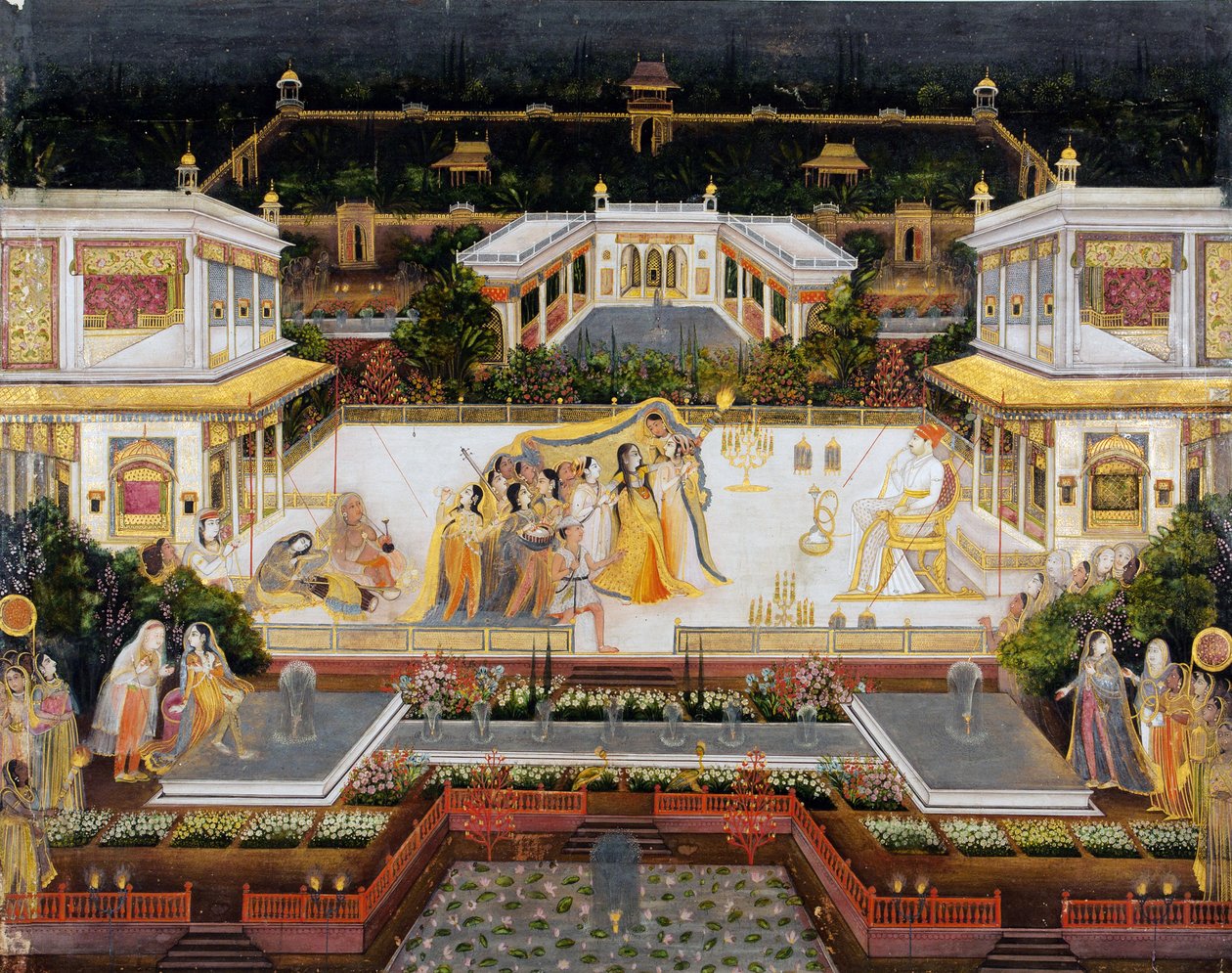 تقديم عروس جديدة ، ج .1760 (معتم ومغطى بالذهب على ورق) بواسطة أنا كالان خان